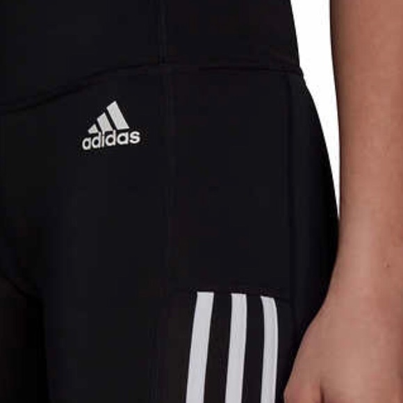 Adidas Women’s High Rise Workout Shorts 3 Stripe Aeoroready Black Bike NEW - Picture 3 of 6